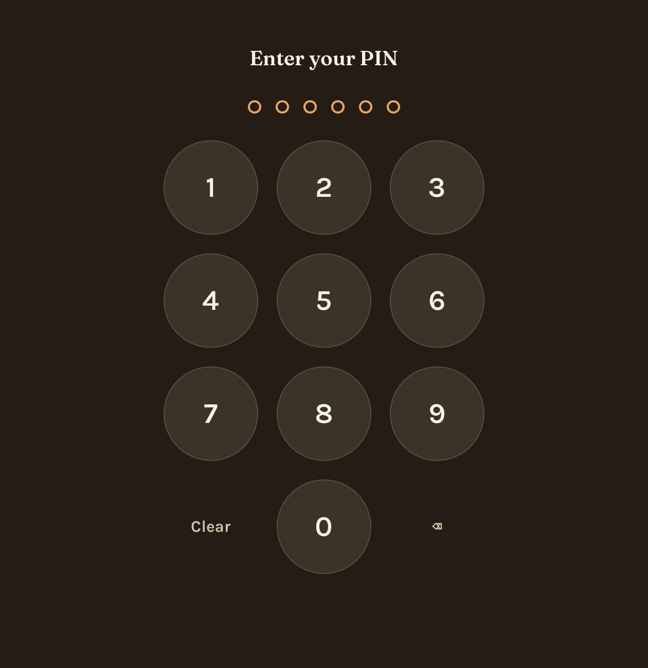 Six-digit PIN pad for clocking in